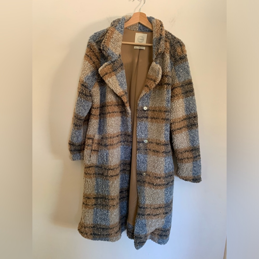 Stoosh Faux Sherpa Teddy Long Button-downed Jacket